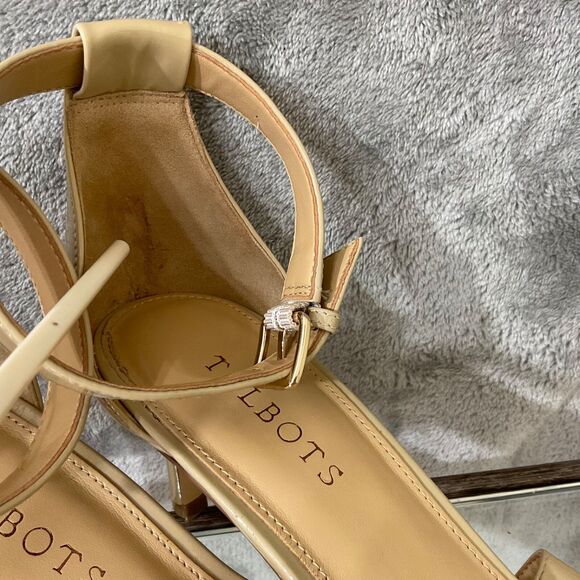 Talbots Patent Leather dressy Open Toe heels Women’s 8.5 Tan nude - Picture 9 of 9
